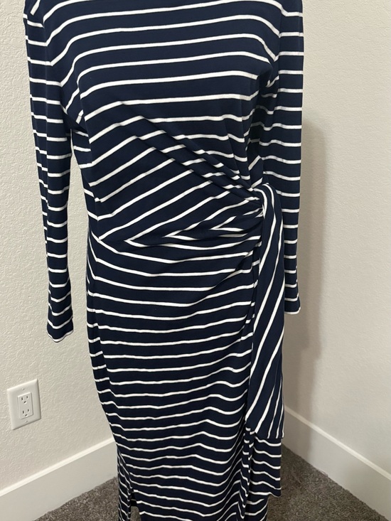 Ralph Lauren Dresses & Skirts - Ralph Lauren Striped Navy and White Knot-Side Long Sleeve Dress